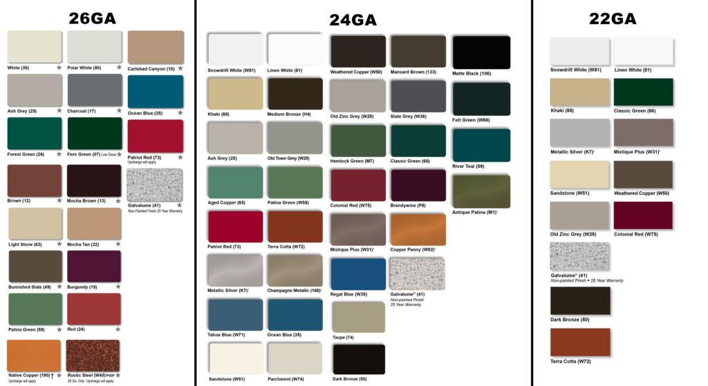 Union Corrugating Color Chart